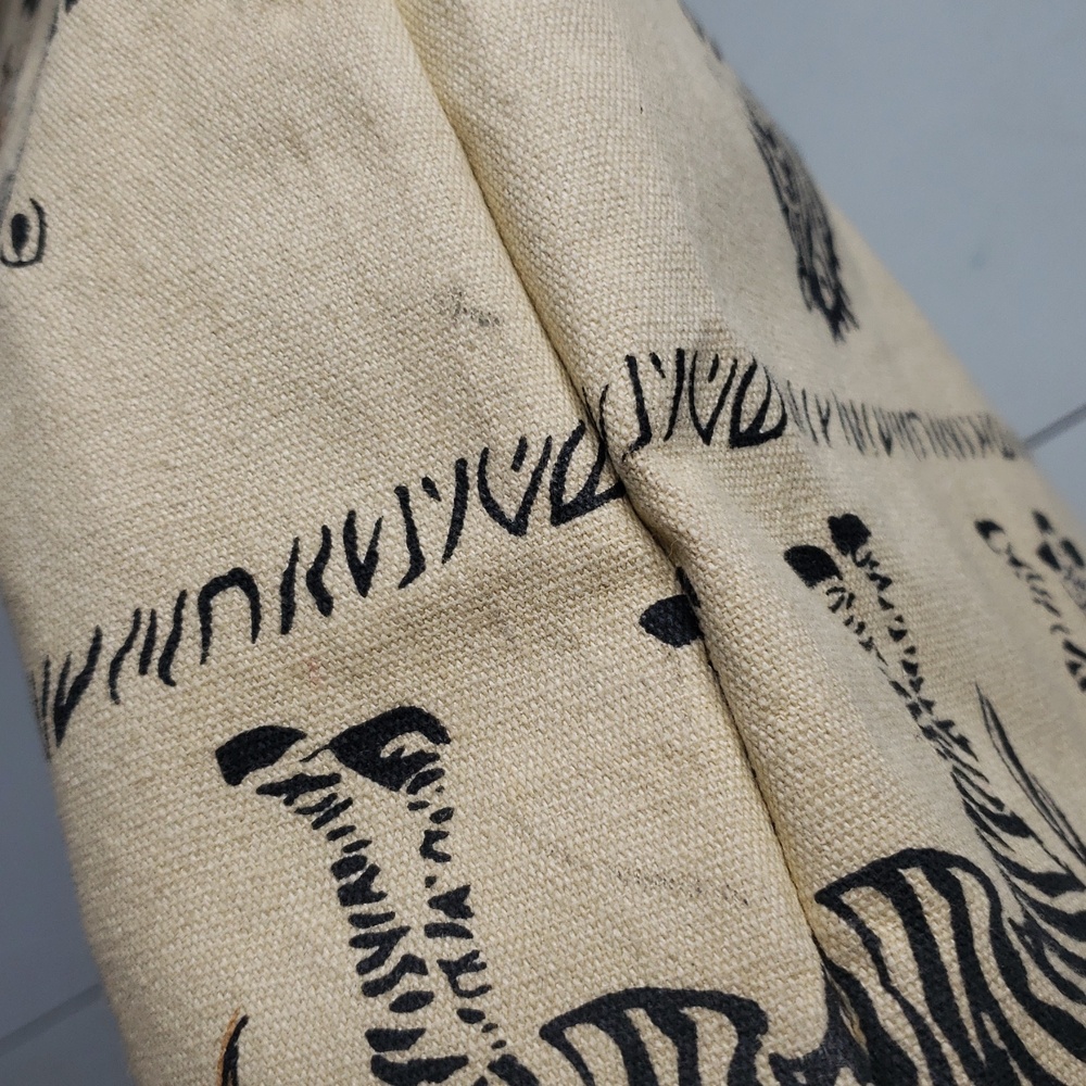 Zebra Novelty Print Canvas 100% Cotton Large Tote Bag Safari Beachy Vacation - Picture 15 of 16